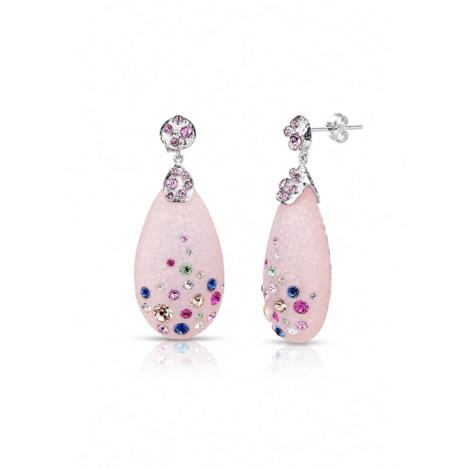 Gold & Honey - Women's Drop And Dangle Confetti Crystal Earrings