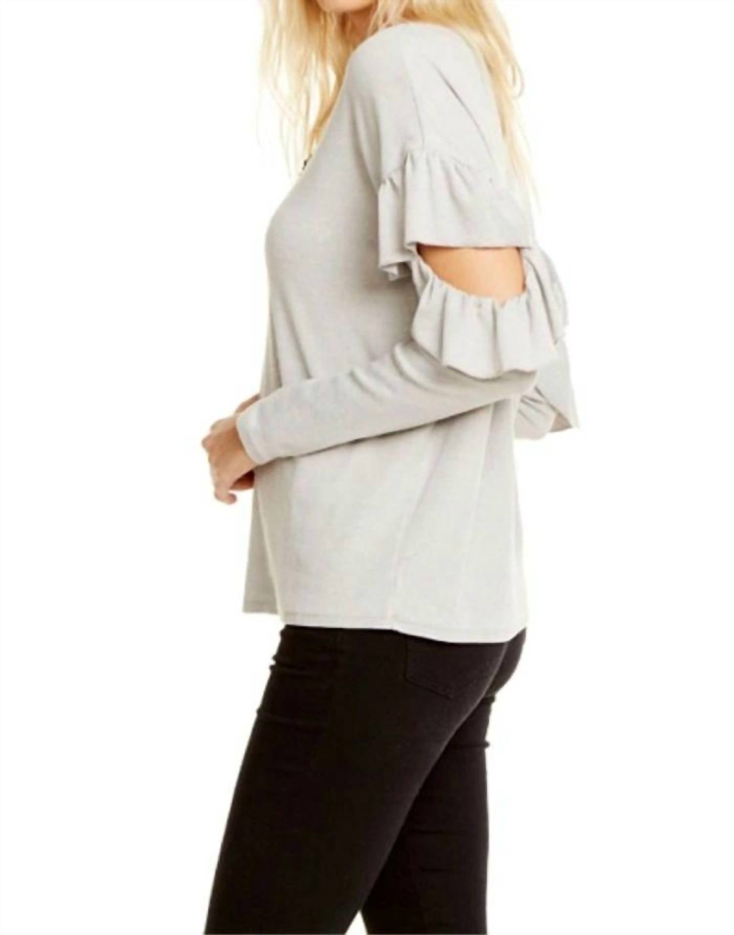 Chaser - Vintage Rib Long Sleeve Vented Ruffle Dolman Top