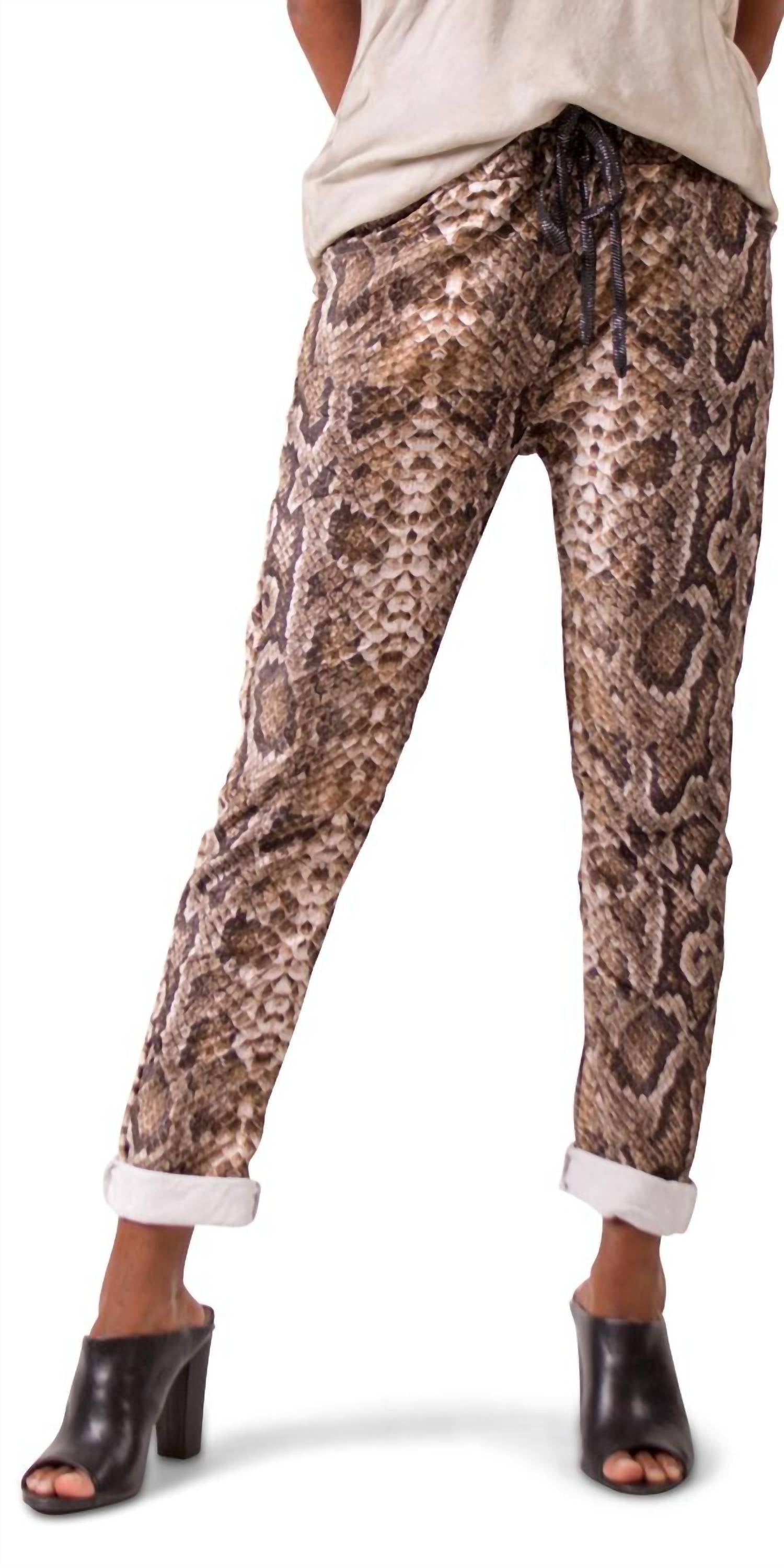 Gigi Moda - Snake Print Tie-waist Pants