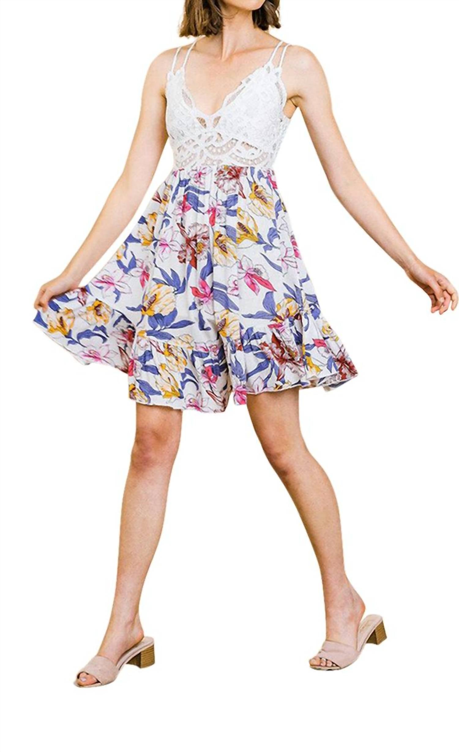 Umgee - Lace Babydoll Ruffle Dress