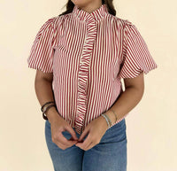 &Merci - Amabel Striped Ruffled Top