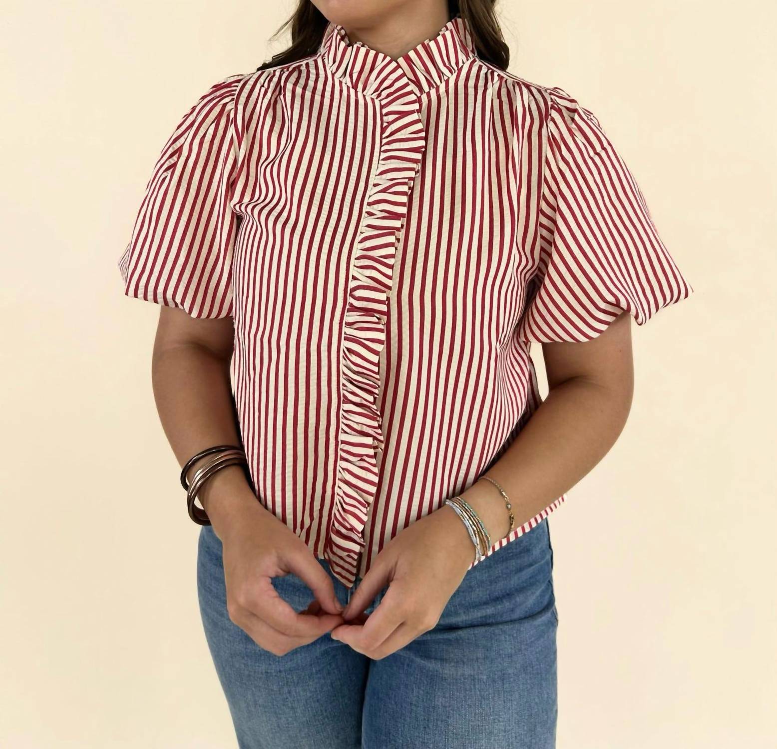 &Merci - Amabel Striped Ruffled Top
