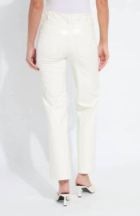 Lysse Women's Amara Straight Flare Pant in snow white wicker texture - women's jeans - detail view