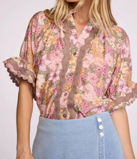 Sundays - Aelin Floral V-neck Shirt Top
