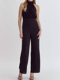 Entrousa Open Back Jumpsuit in black - women's pants