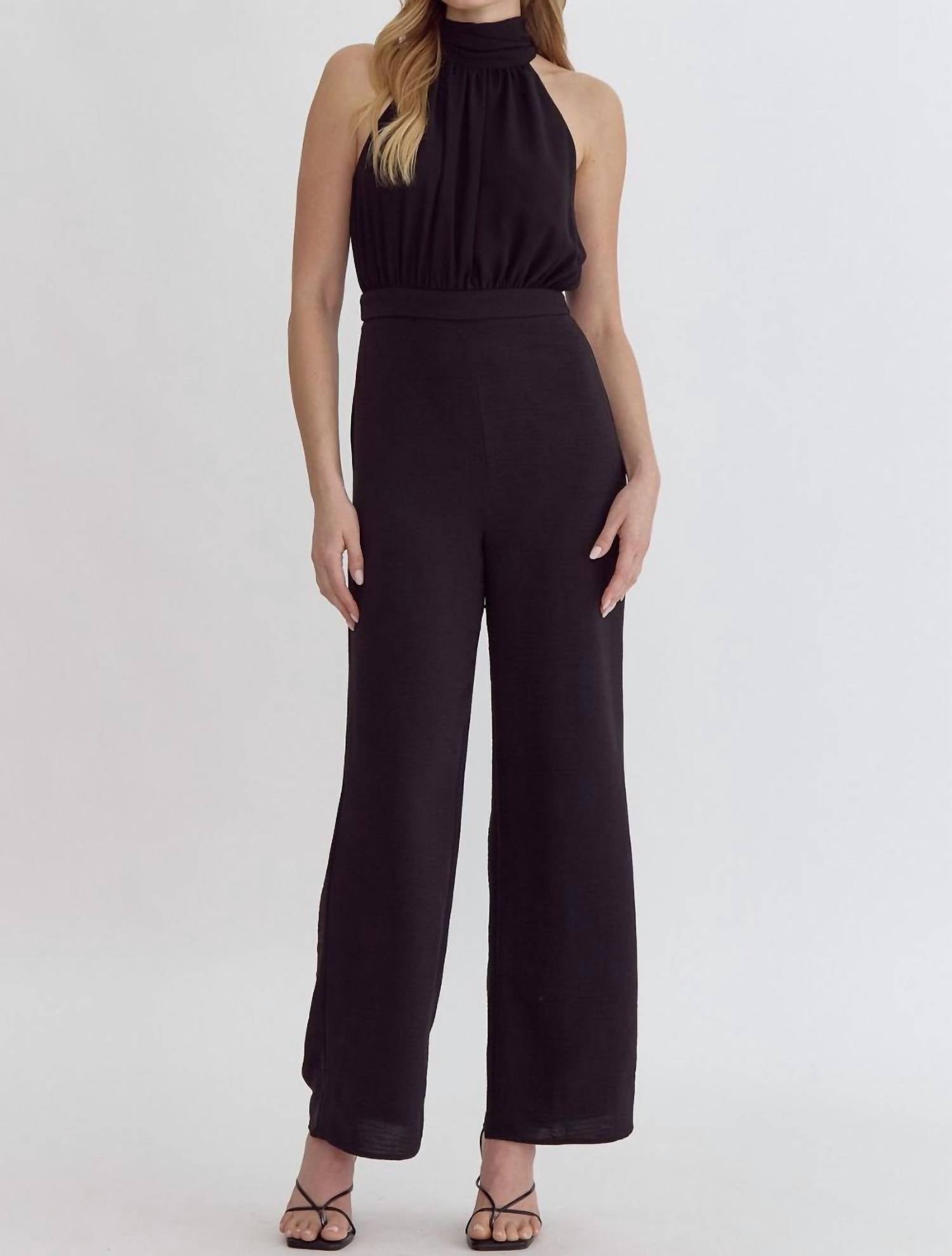 Entrousa Open Back Jumpsuit in black - women's pants