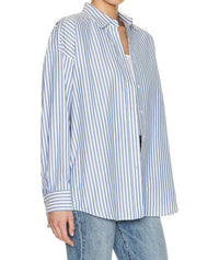 NILI LOTAN Mael Oversized Shirt in sky stripes - women's shirt - detail view
