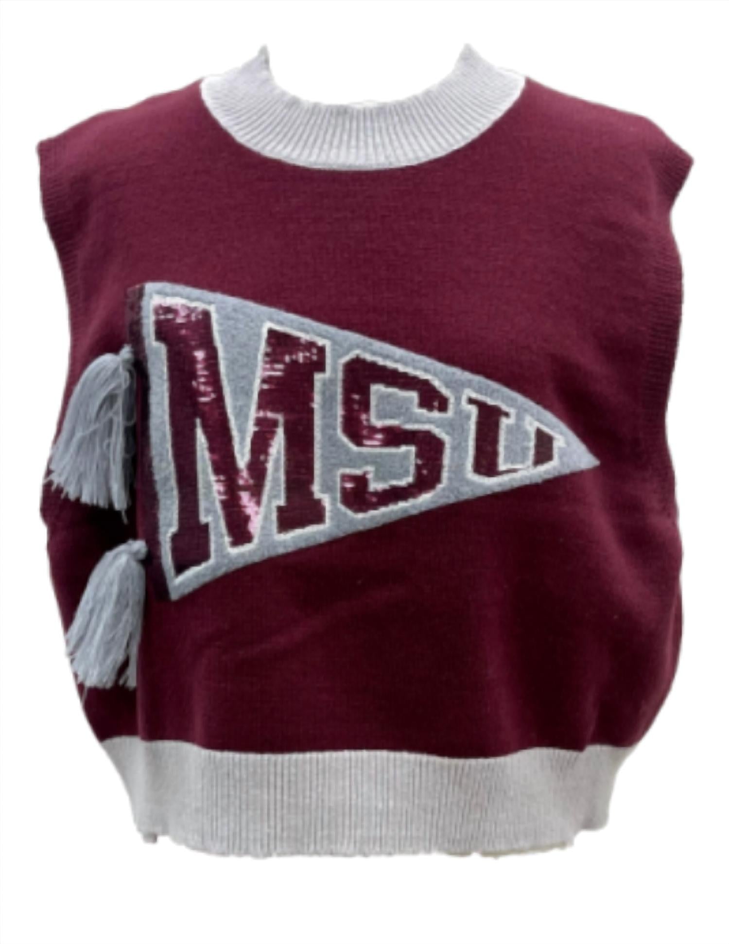 Queen Of Sparkles - MSU Pennant Sweater Tank