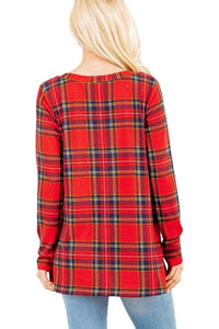 Heimish Usa - Holiday Plaid Criss Cross Top