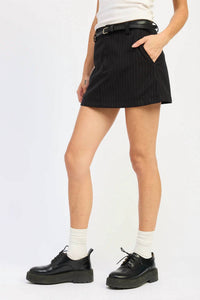 Emory Park Pinstripe Mini Skirt in black - women's skirt - alternate view