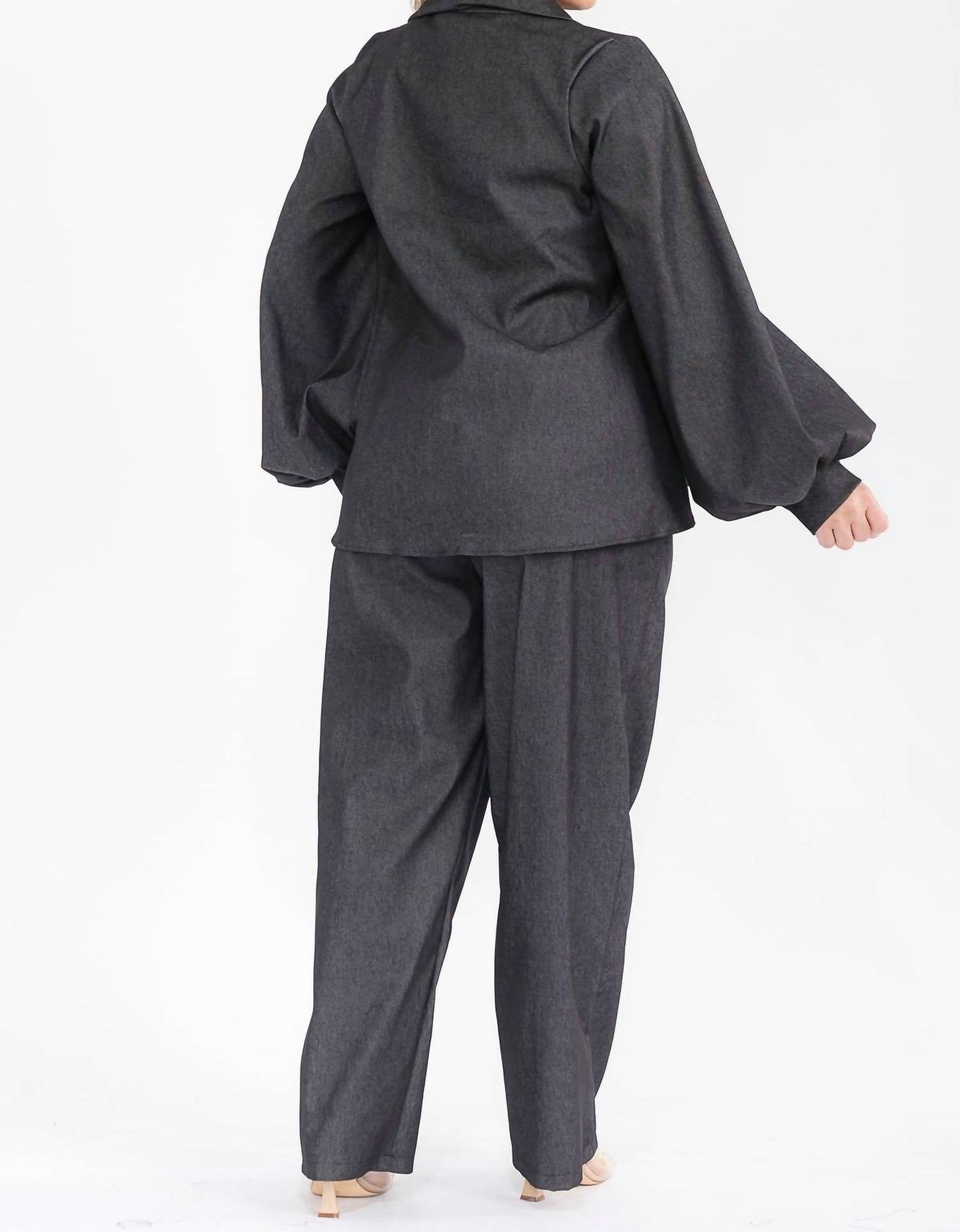Karen T Design - Long Sleeve Top And Straight Pants Set