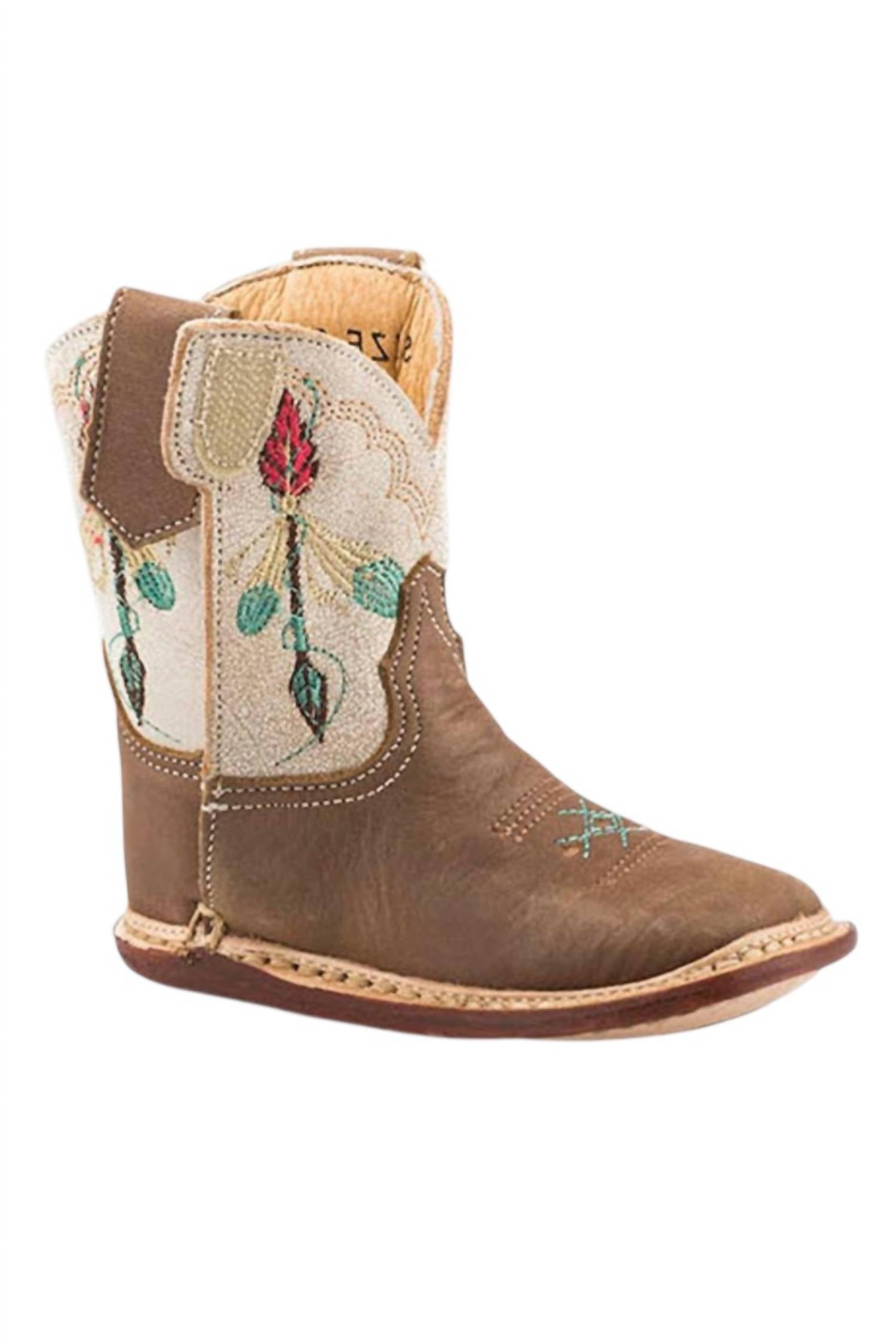 ROPER Girls Arrow Feather Toddler Boot in brown white - kids' boots