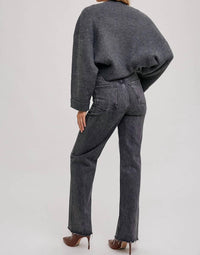 BluIvy Sweater Knit Bolero Shrug in dk grey - women's sweater - detail view