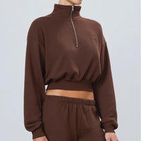 Eterne - Cropped Half-zip Sweatshirt