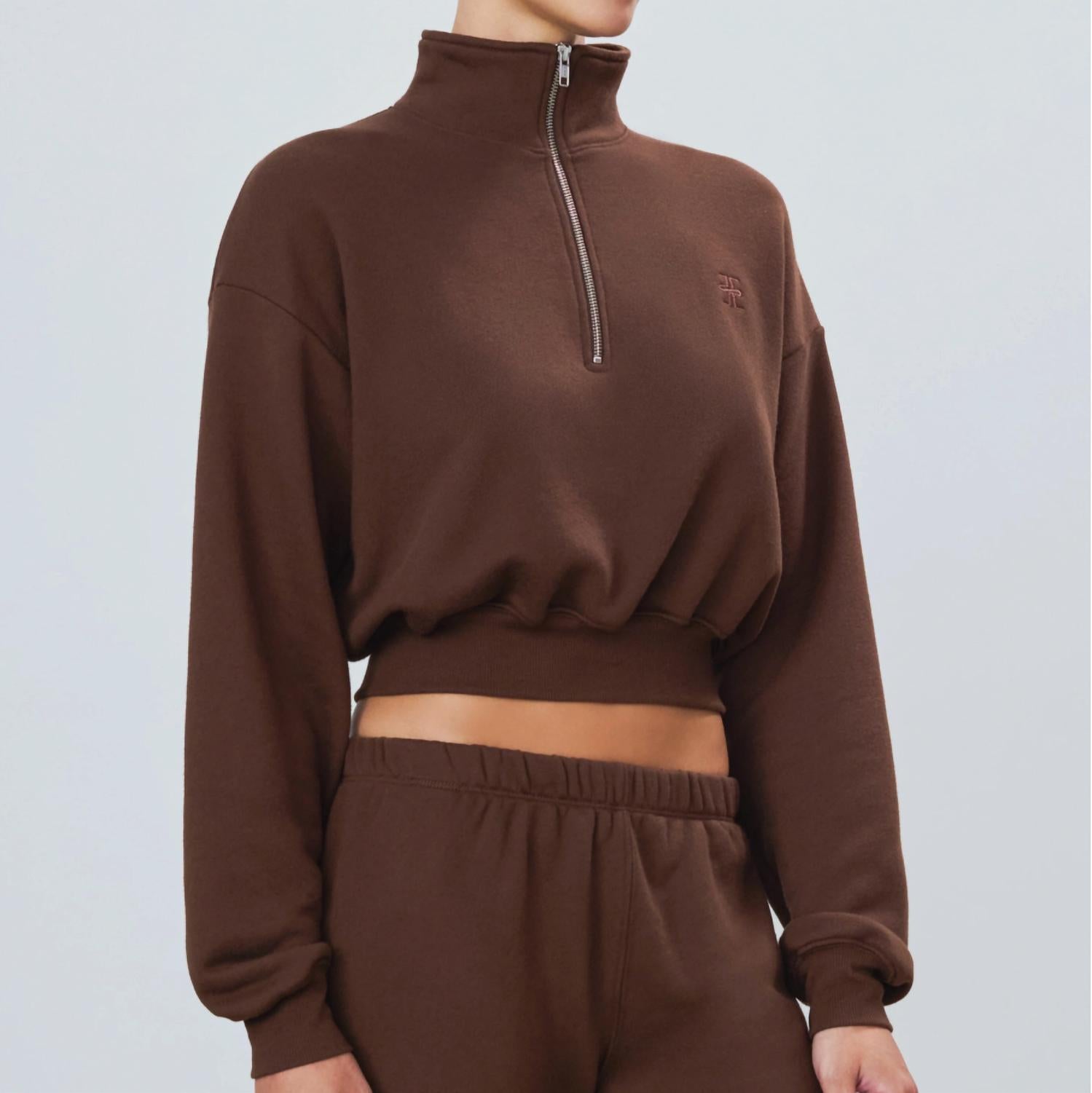 Eterne - Cropped Half-zip Sweatshirt