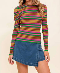 Flying Tomato - Striped Sweater Blouse