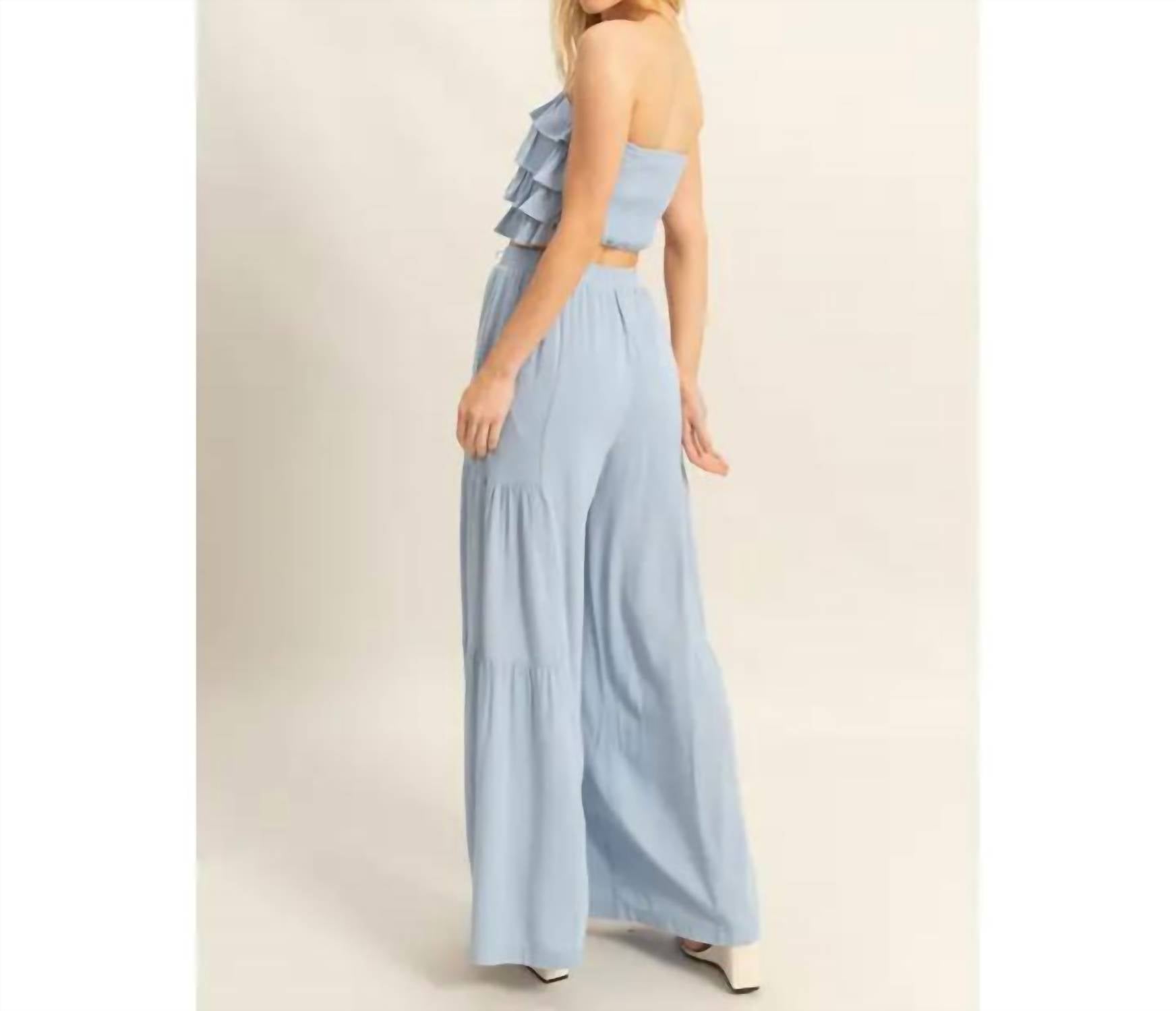 Hyfve - Ruffle Top And Flowy Pants Set