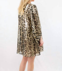 Adrienne - Leopard Print Balloon Sleeve Mini Dress