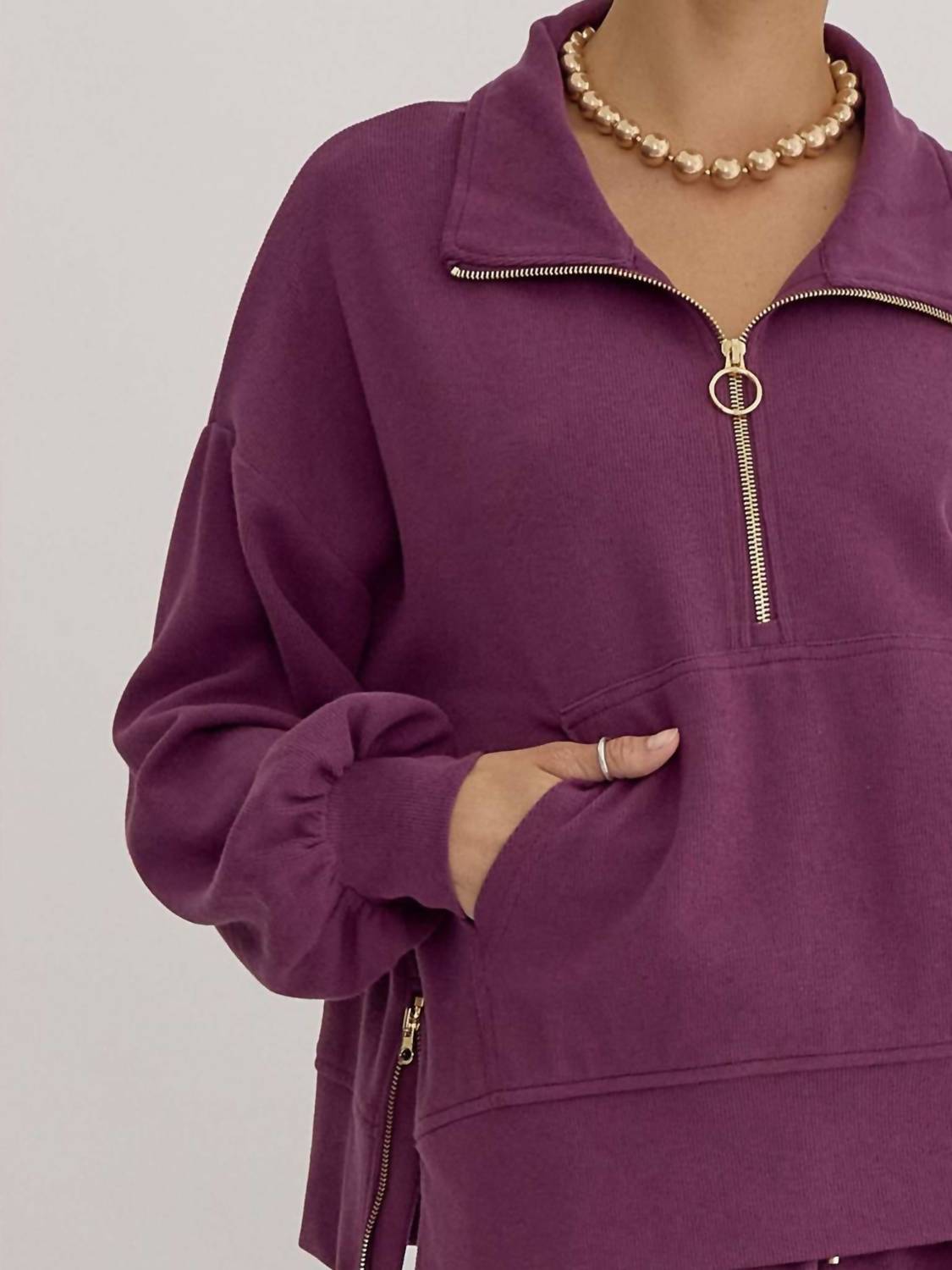 Entro - Women's Ribbed Zip Up Collared Sweater