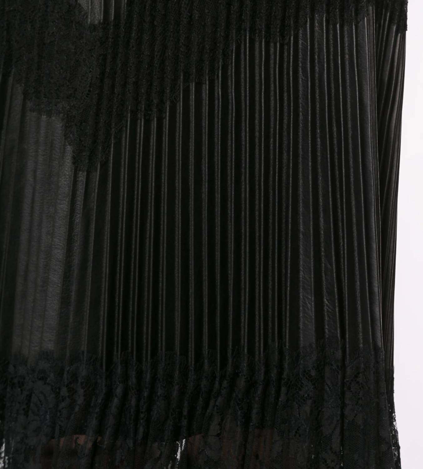 Valentino - Pleated Lace Trim Midi Skirt