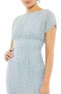 Mac Duggal - Beaded Cap Sleeve Column Midi Dress