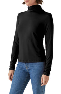 Michael Stars - Clara Ruched Neck Turtleneck Top