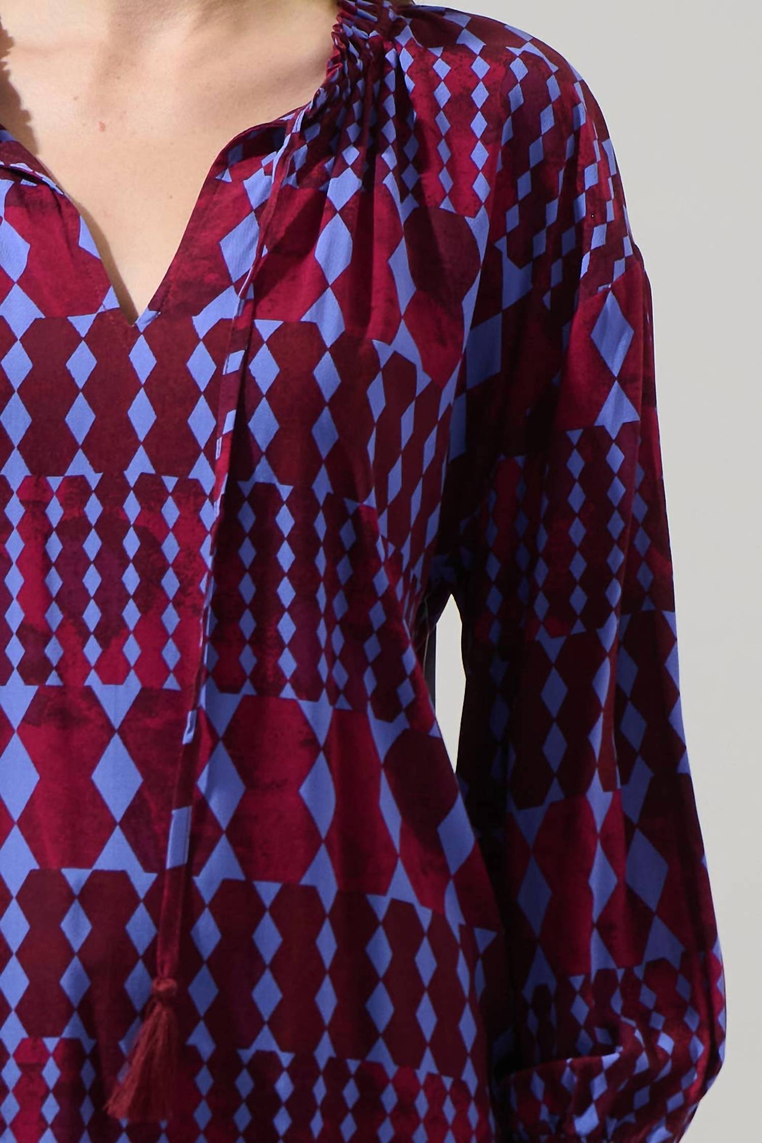 Sugarlips - Ramsay Abstract Weylin Split-neck Blouse