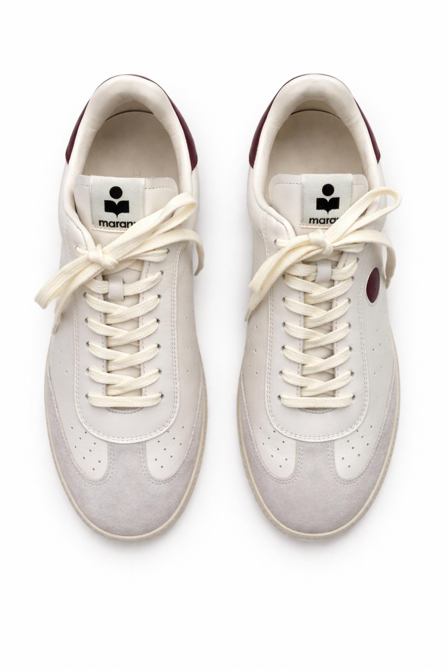 ISABEL MARANT Women's Bryce Sneaker in ecru burgundy - women's sneaker - detail view