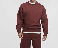 NIKE Solo Swoosh Fleece Crew Sweatshirt in burgundy crush burgundy crush white - men's shirt