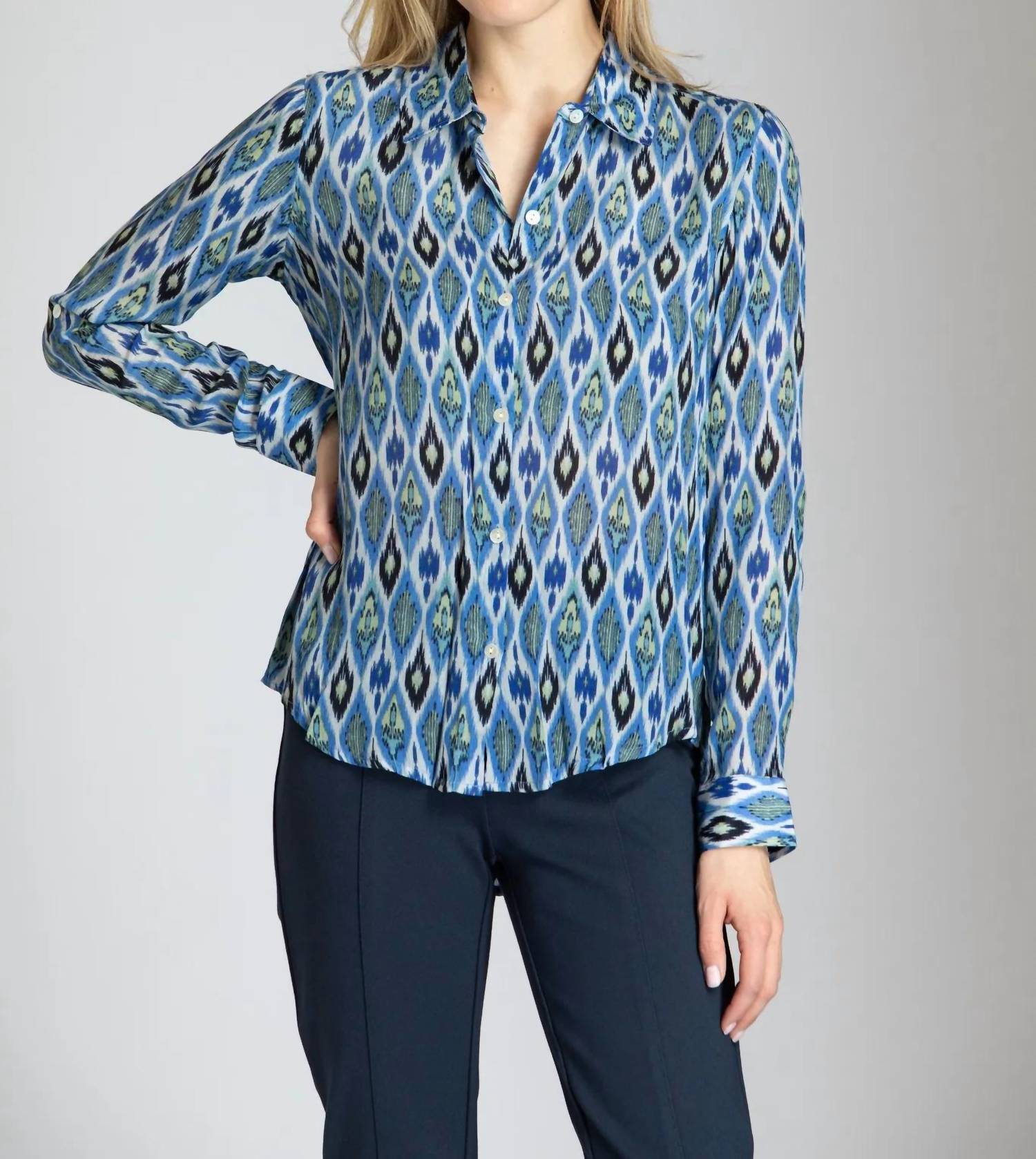 Apny - Roll Sleeve Button Up Top