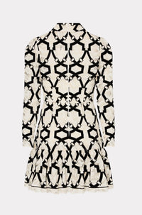 Milly - Women's Willa Velvet Flock Lace Mock Neck Dress