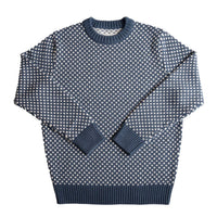 Long Wharf Supply Co. Edgartown Seawell Crewneck Sweater in marine - men's sweater - detail view