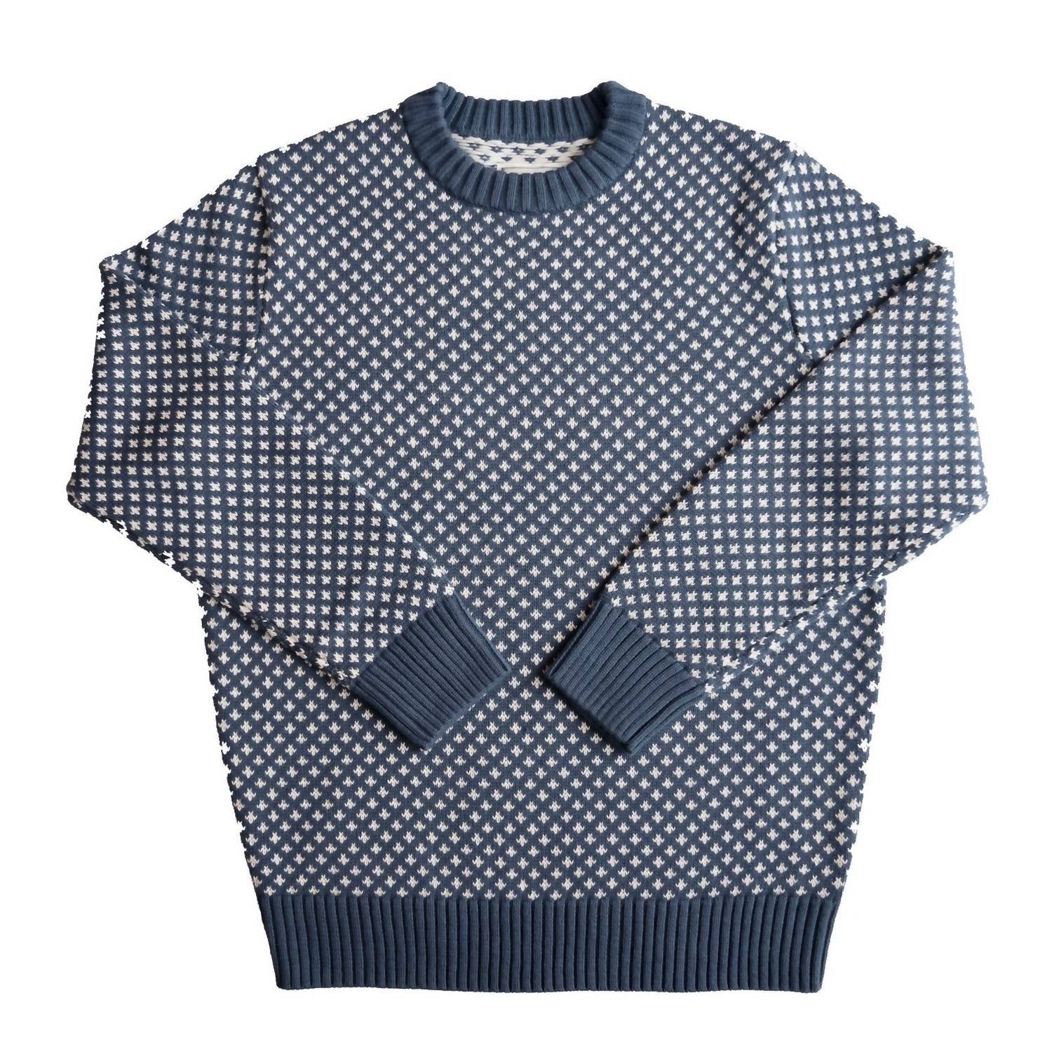 Long Wharf Supply Co. Edgartown Seawell Crewneck Sweater in marine - men's sweater - detail view