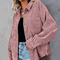 Suhkasana Cory Corduroy Solid Button Down Shirt in pink - women's shirt - alternate view