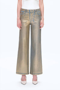 Bayeas Metallic Wide Leg Jeans in golden - women's jeans - view 4