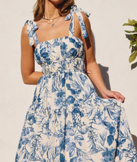 DRESS FORUM Shirred Fit And Flare Midi Dress in porcelain blue - women's dress - view 4