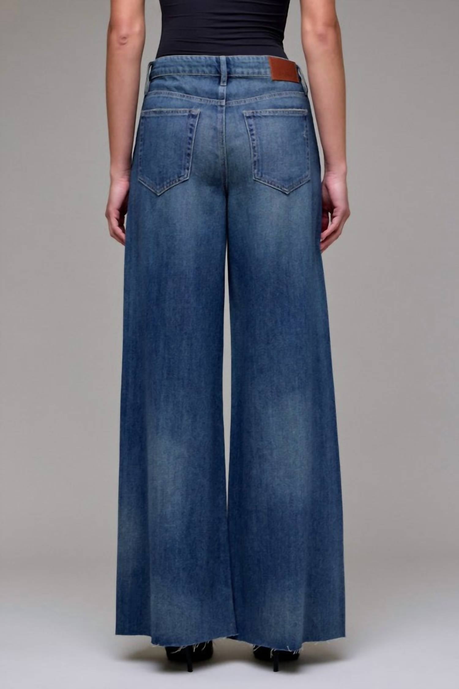 HIDDEN Nori High Rise Super Wide Leg Jeans in medium vintage 1 - women's jeans - alternate view