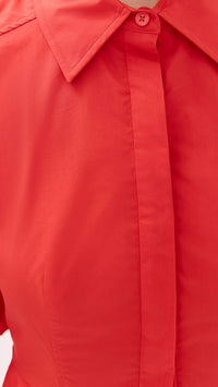 SIMKHAI Jazzie Short Sleeve Mini Dress in fiery red - women's dress - view 4