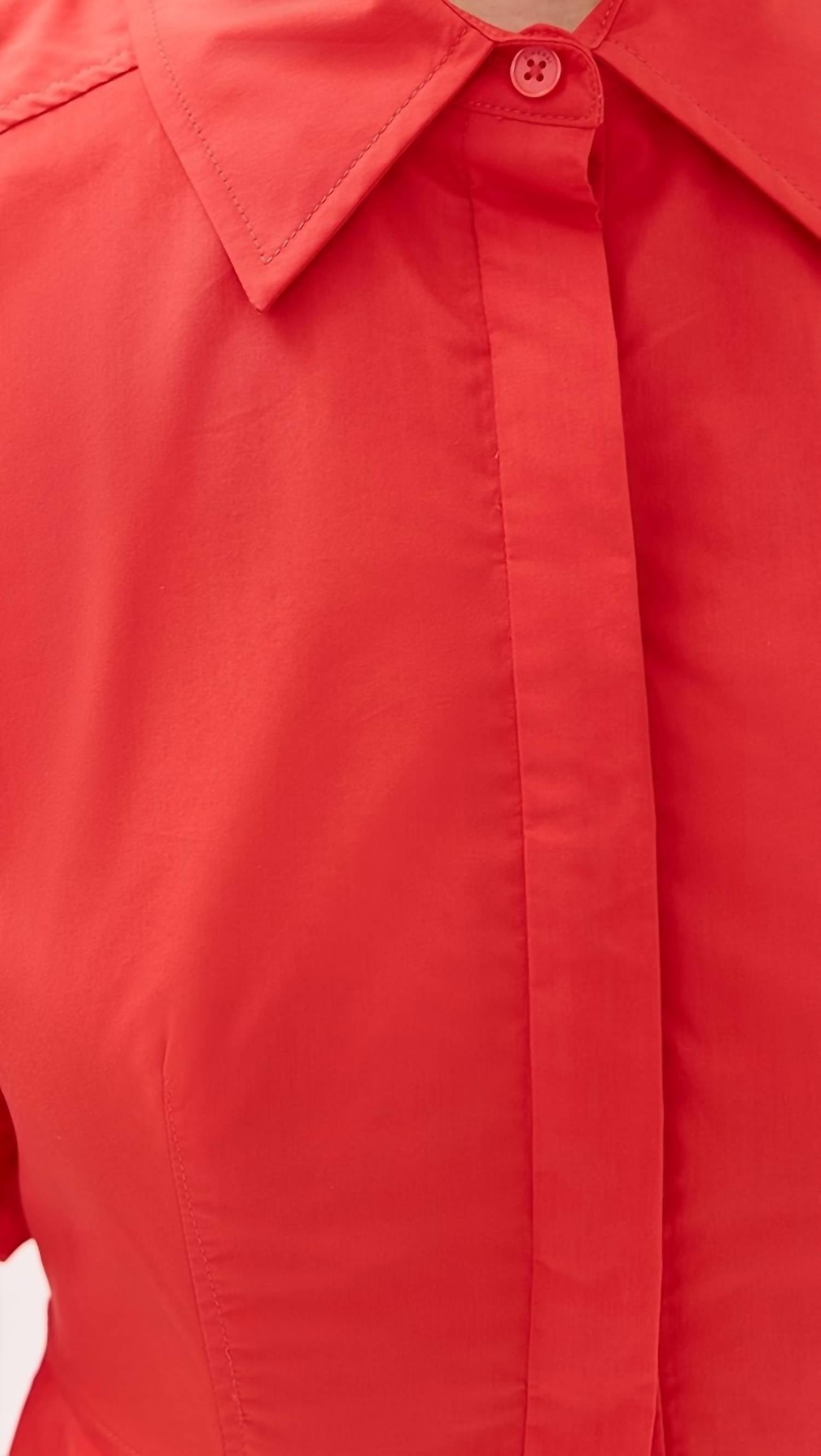 SIMKHAI Jazzie Short Sleeve Mini Dress in fiery red - women's dress - view 4