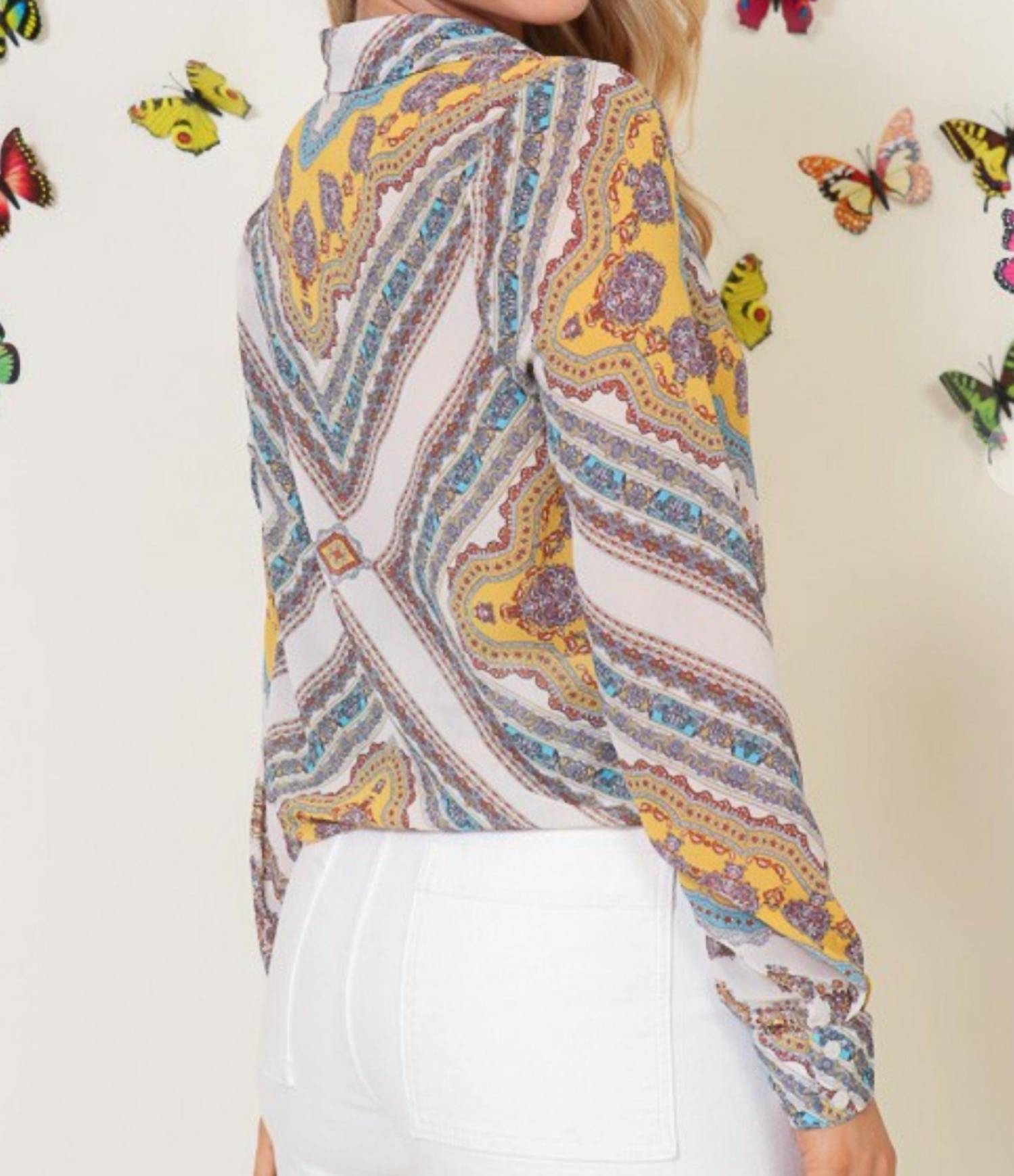 Timing - Chaîne Chiffon Button Down Top