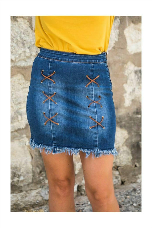 Denim Skirt With Raw Hem