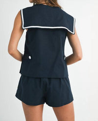 MABLE Marina Top And Shorts Set in blue - women's sleepwear - view 7