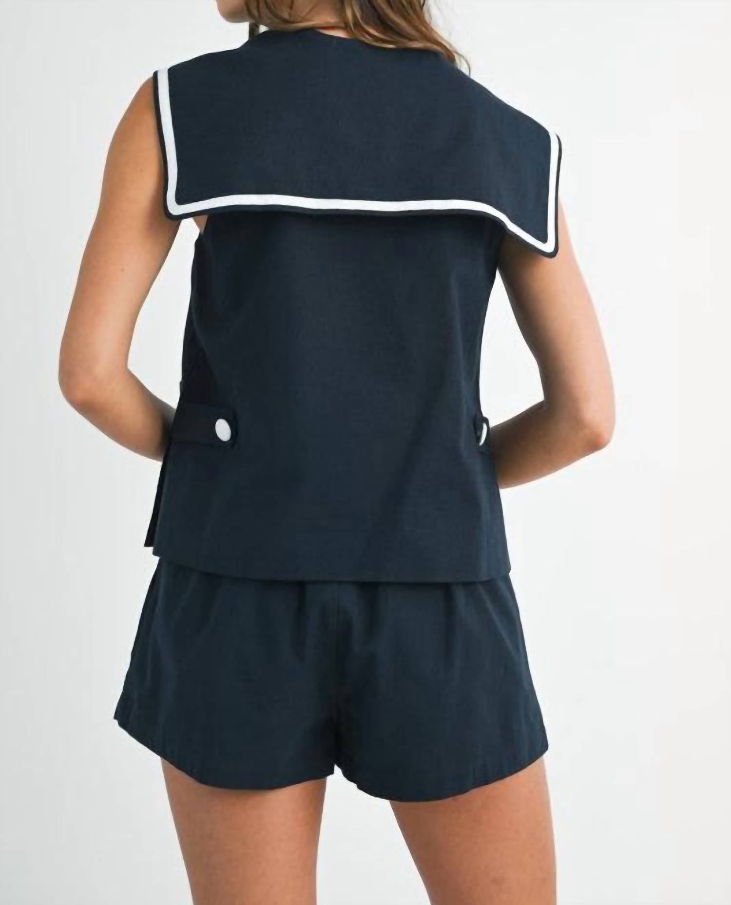 MABLE Marina Top And Shorts Set in blue - women's sleepwear - view 7