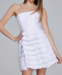 Jovani - Radiant Strapless Ruffle Mini Dress