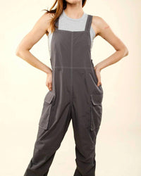Very J - Casual Sleeveless Cargo Jumpsuit