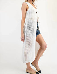 Ee:Some - Delightful Destiny Crochet Sleeveless Maxi Cardigan