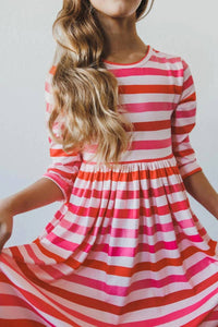 Mila & Rose - Girl's All You Need Is Love Striped Twirl Dress