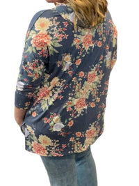 Honeyme - Floral 3/4 Sleeve Hoodie