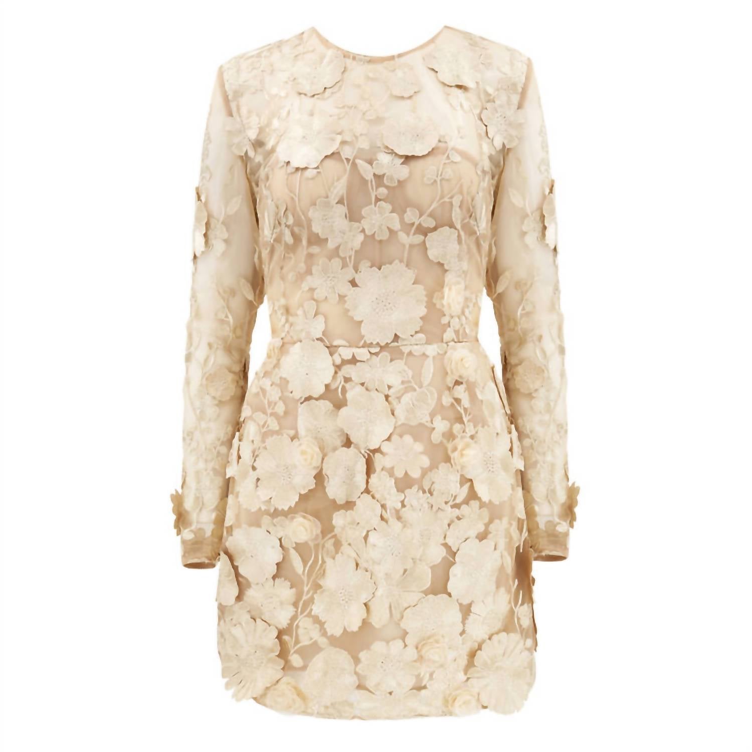 Bronx and Banco Bouquet Maraya Long Sleeve Mini Dress in gold - women's dress - alternate view