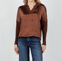 MELISSA NEPTON Tina Polo Top in brown - women's blouse